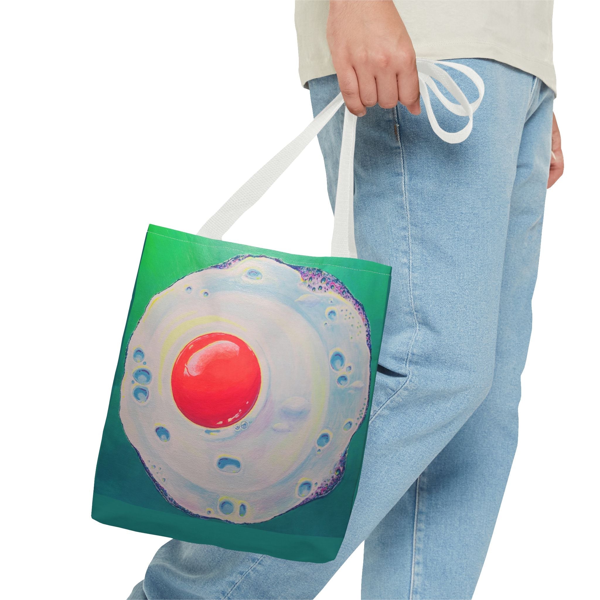 Premium Neon Fried Egg Tote Bag, Original Artist Design, Reusable Shopping Tote,  Eco-Friendly
