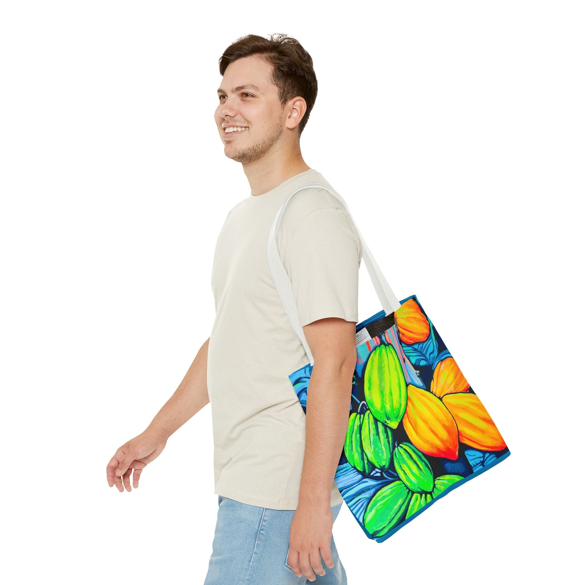 Premium Neon Cacao Tote Bag, Original Artist Design, Reusable Shopping Tote, Eco-Friendly