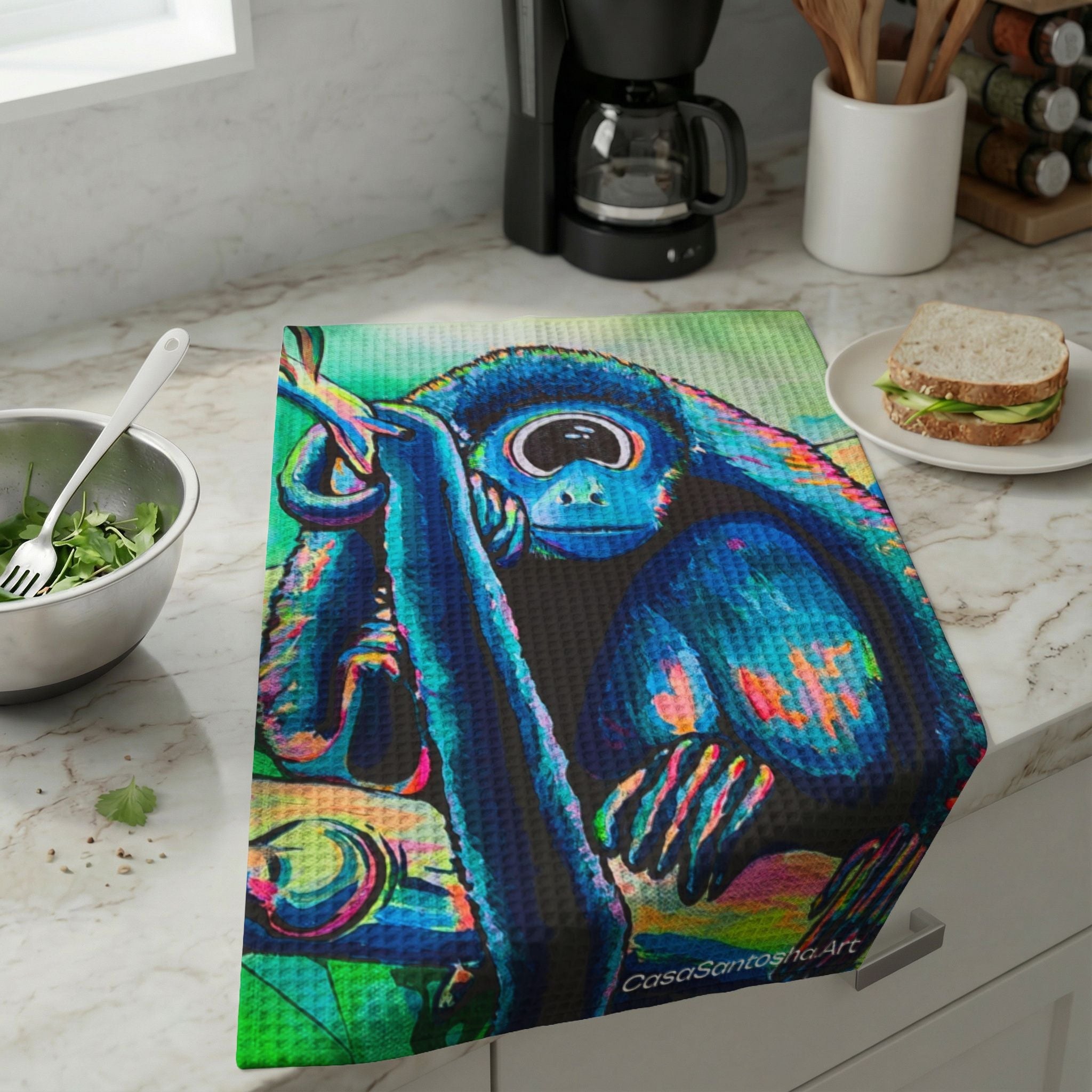Cyclops Monkey Waffle Weave Kitchen Hand Towel