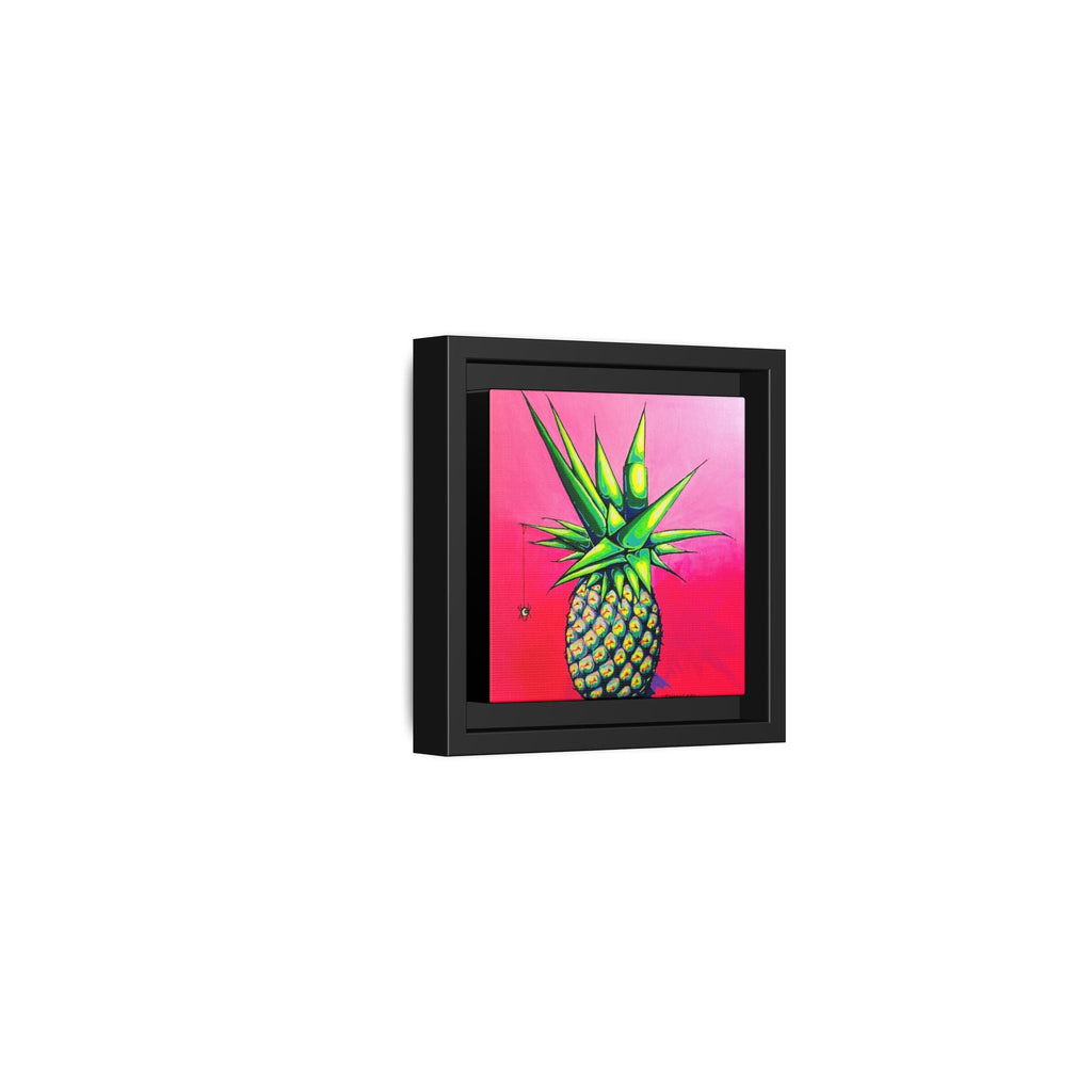 Framed Neon Pineapple Canvas Print