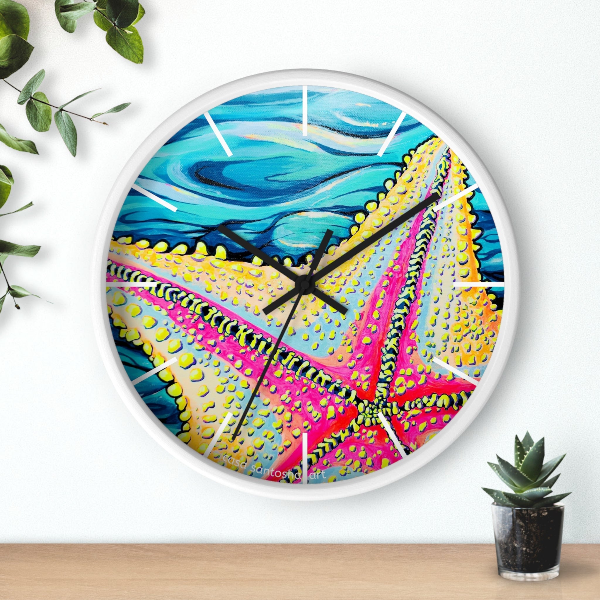 Starfish Beach Bocas Pop Art Wall Clock