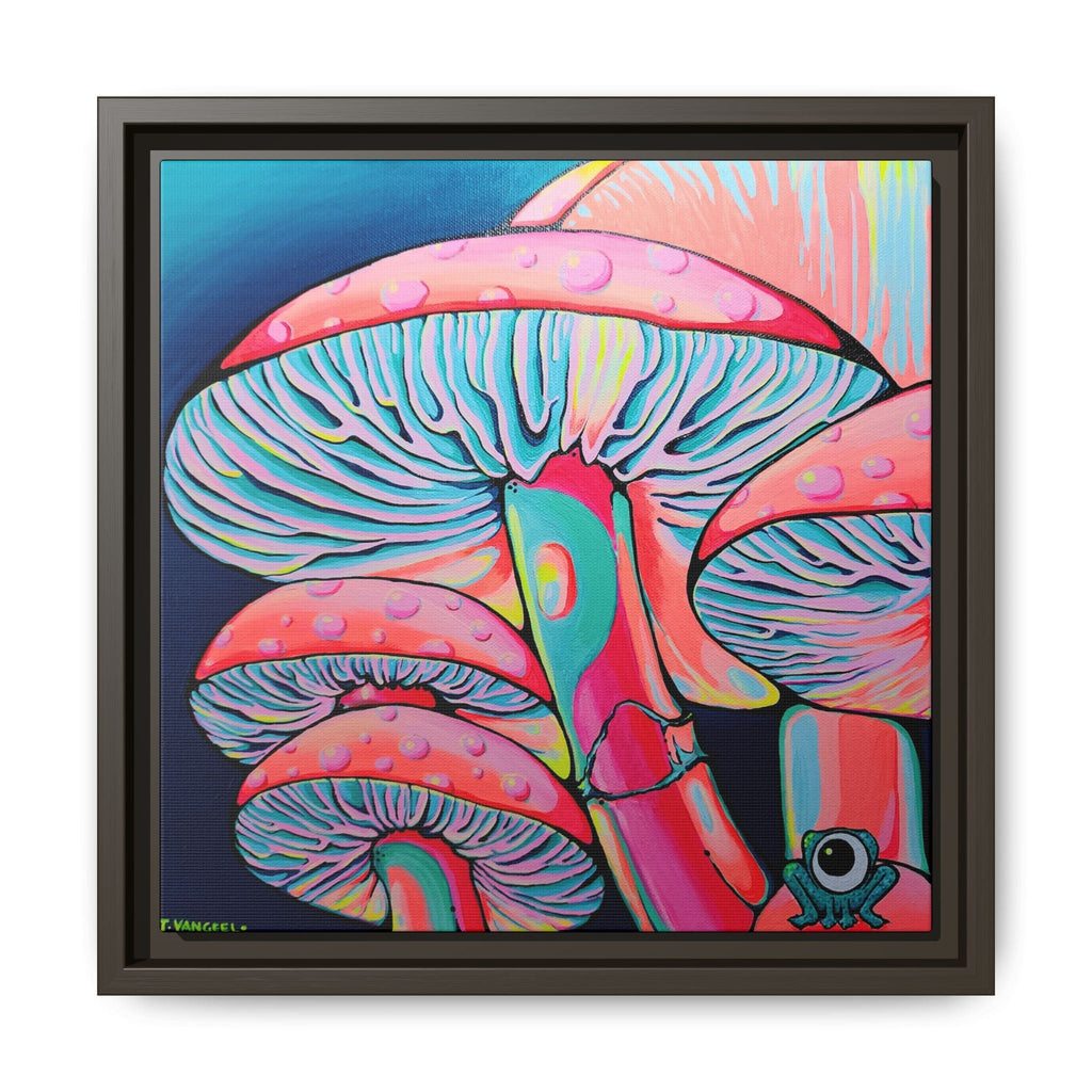 Framed Trippy Mushrooms Canvas Print