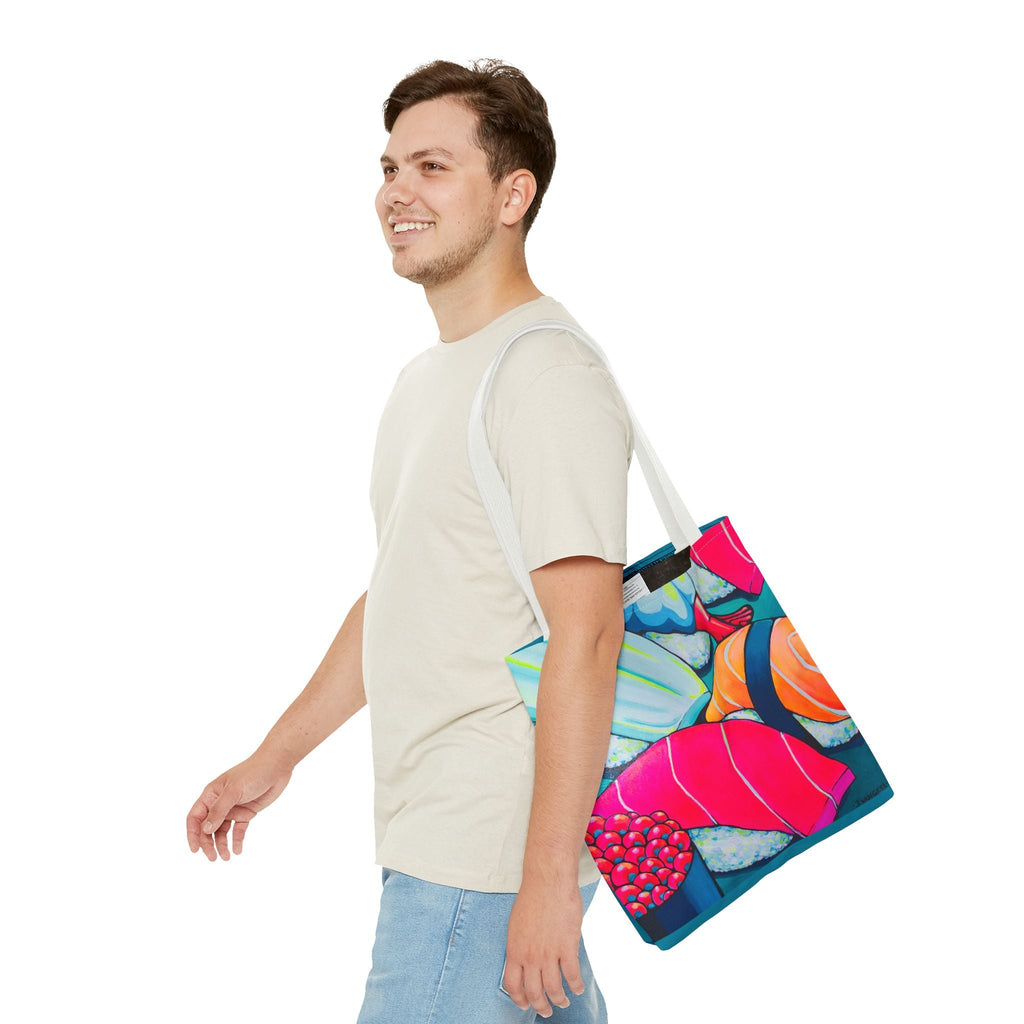 Premium Neon Sushi Tote Bag, Original Artist Design, Reusable Shopping Tote, Eco-Friendly