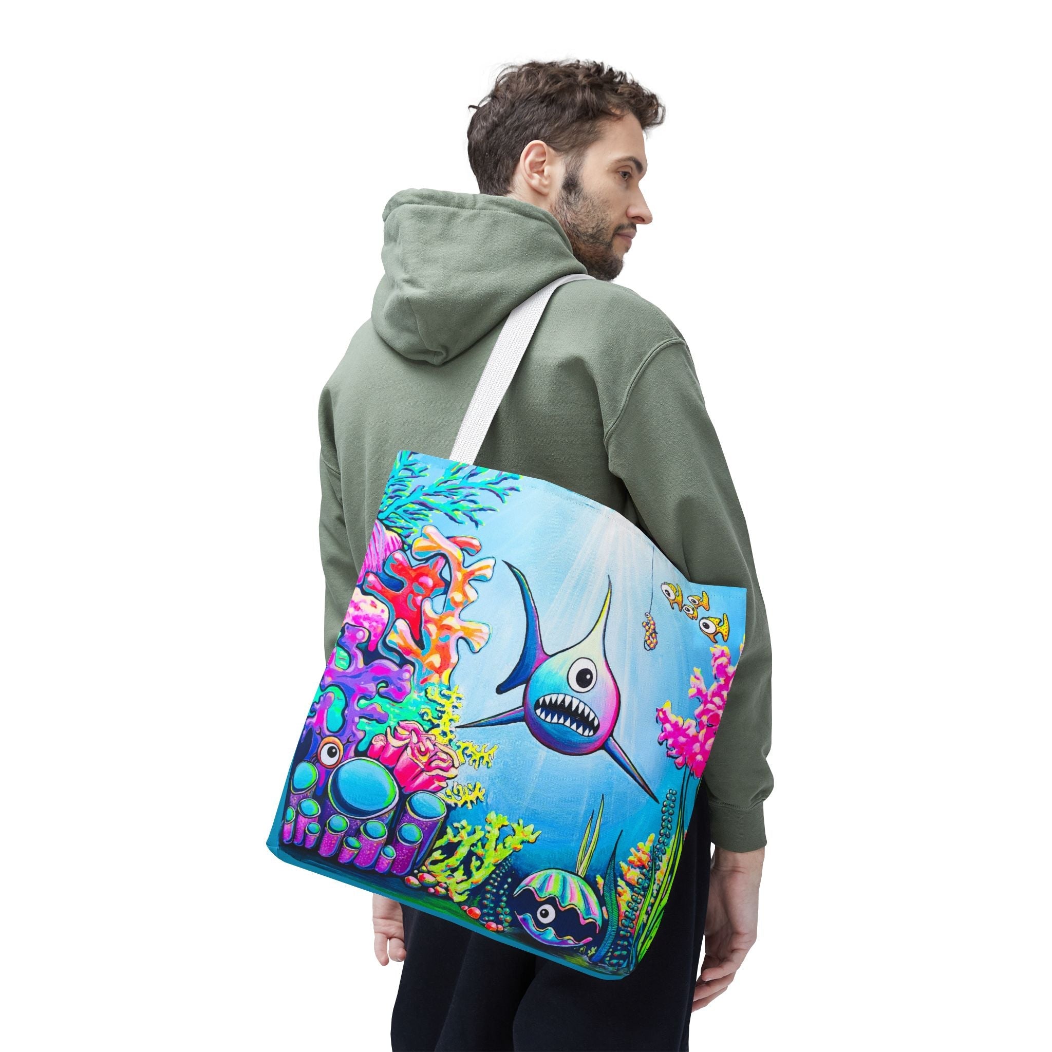 Premium Cyclops Shark Tote Bag, Original Artist Design, Reusable Shopping Tote,  Eco-Friendly