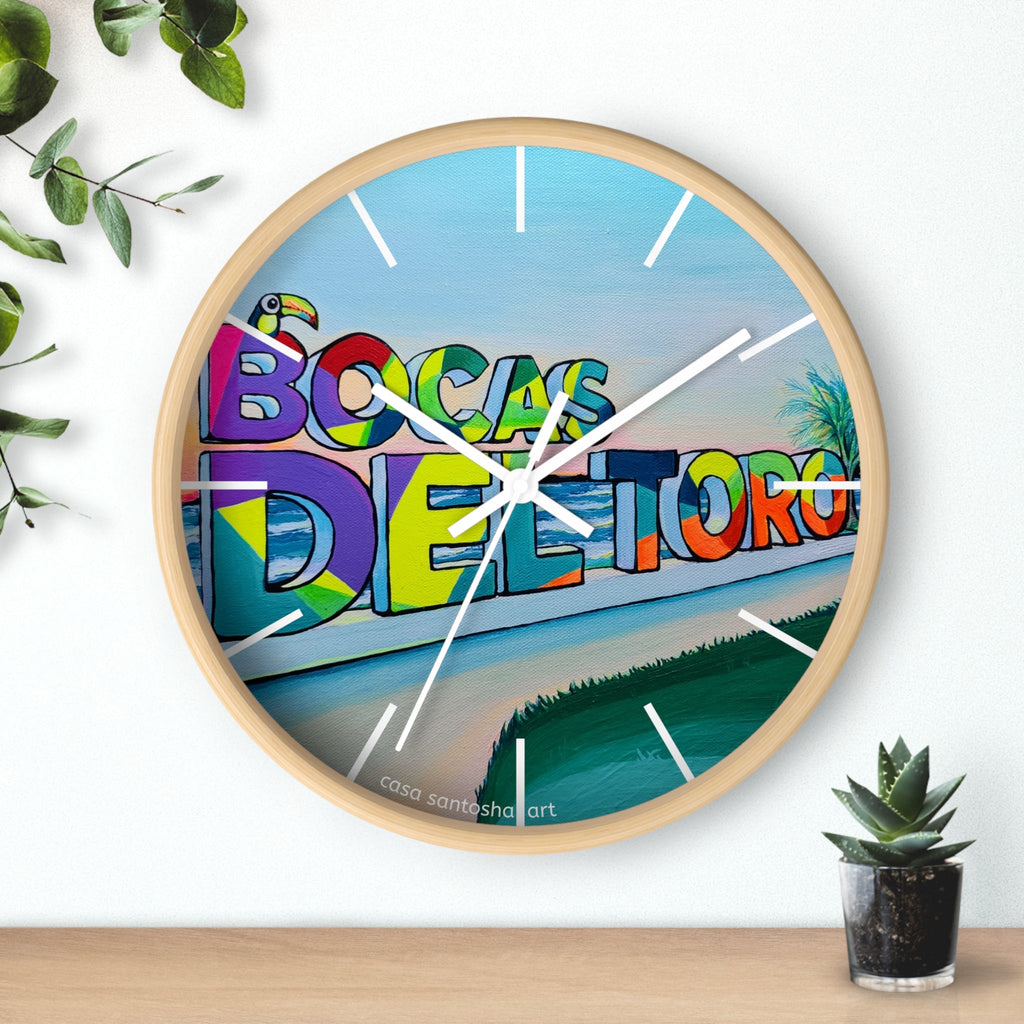 Bocas Del Toro Sign Pop Art Wall Clock