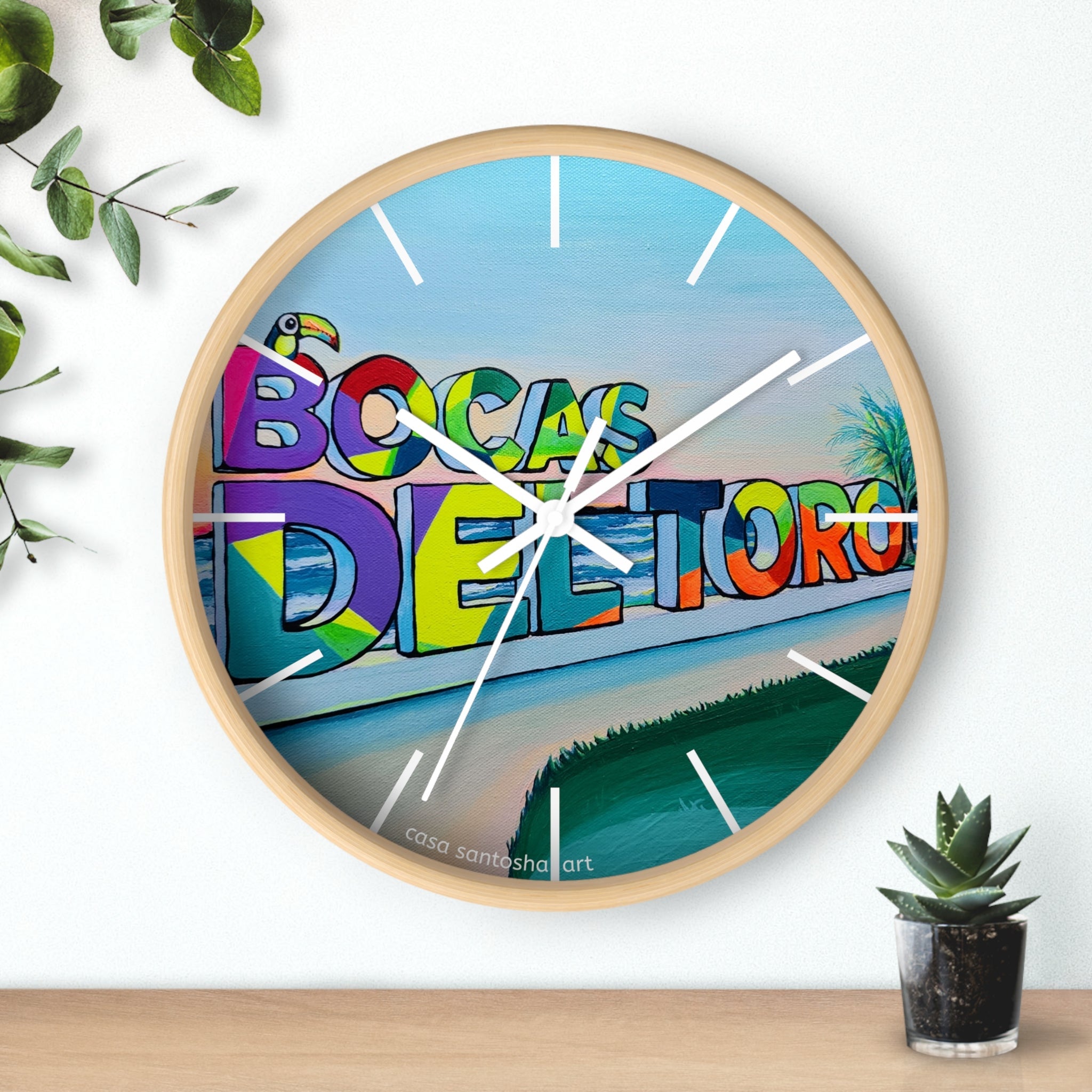 Bocas Del Toro Sign Pop Art Wall Clock