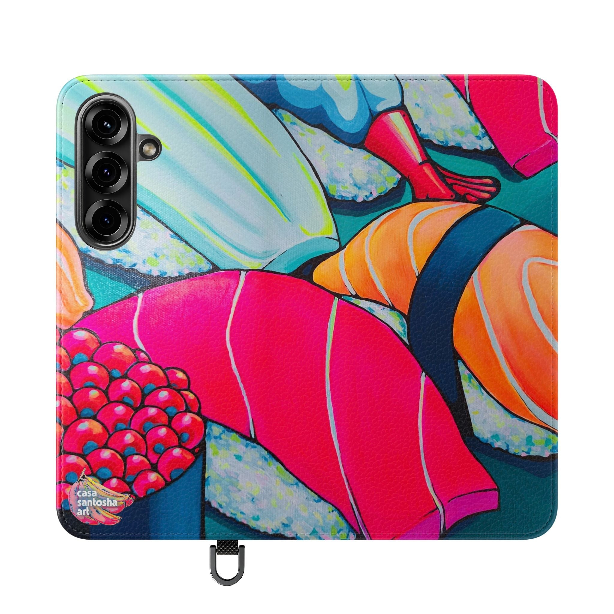 Neon Sushi Flip Phone Case – Wallet Cover with Card Slots