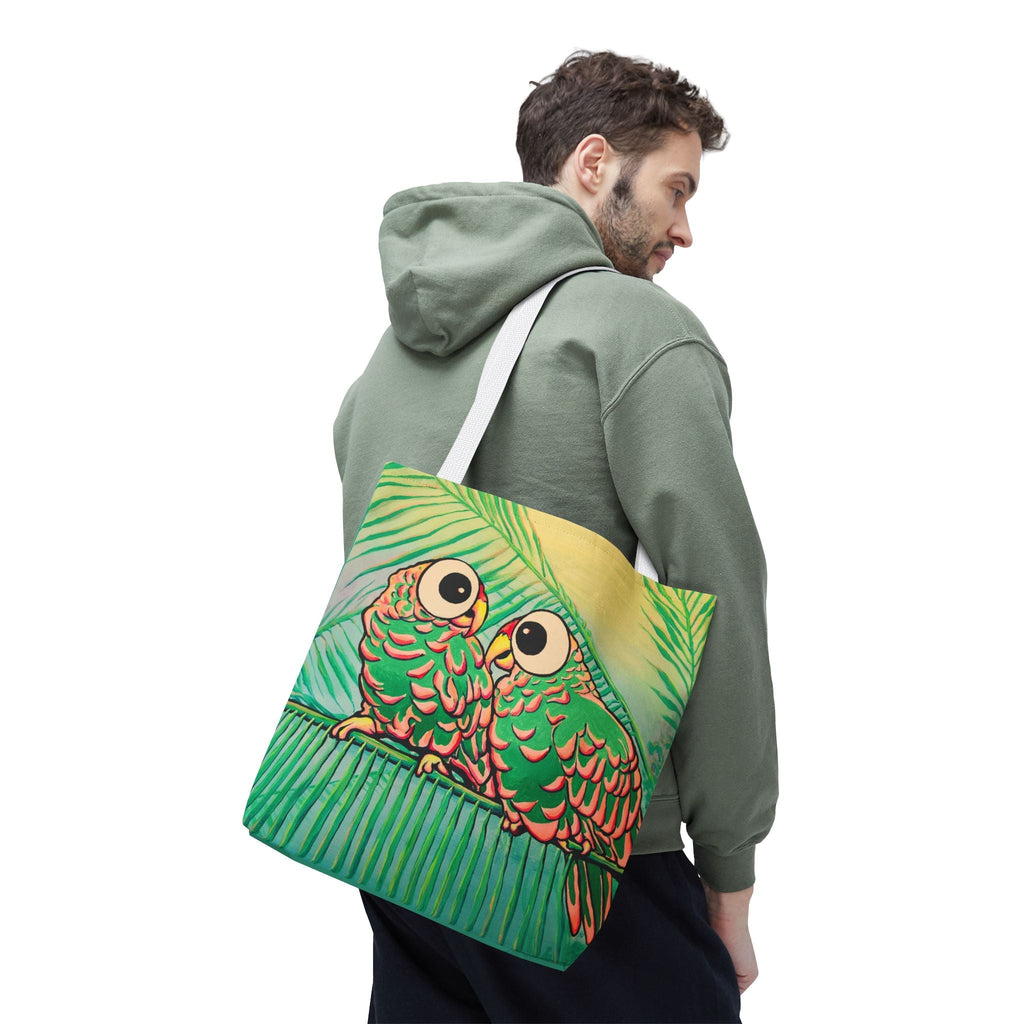 Premium Chatty Cyclops Parrots Tote Bag, Original Artist Design, Reusable Shopping Tote,  Eco-Friendly
