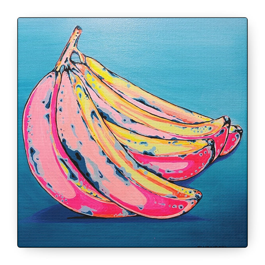 Neon Bananas Canvas Art Print, Home Decor, Original Artist Design