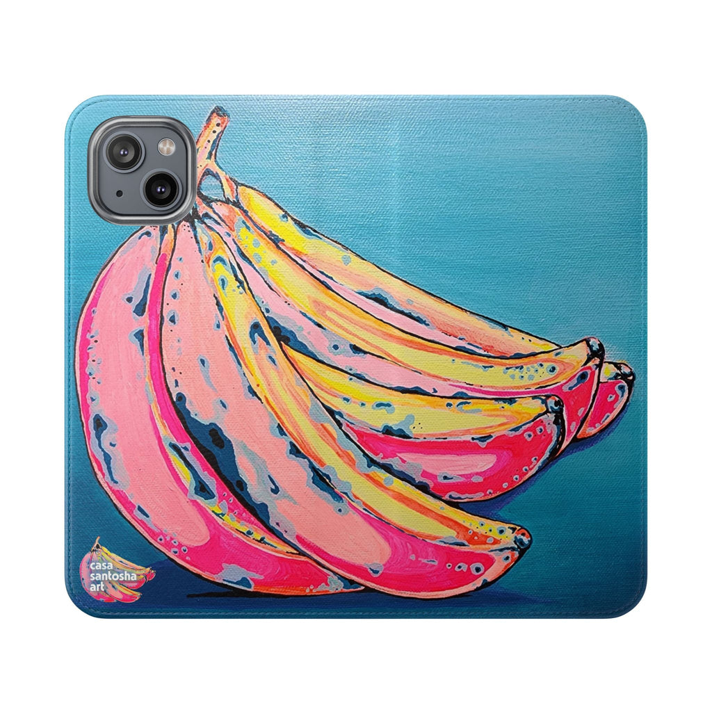 Neon Bananas Flip Phone Case – Wallet Cover with Card Slots