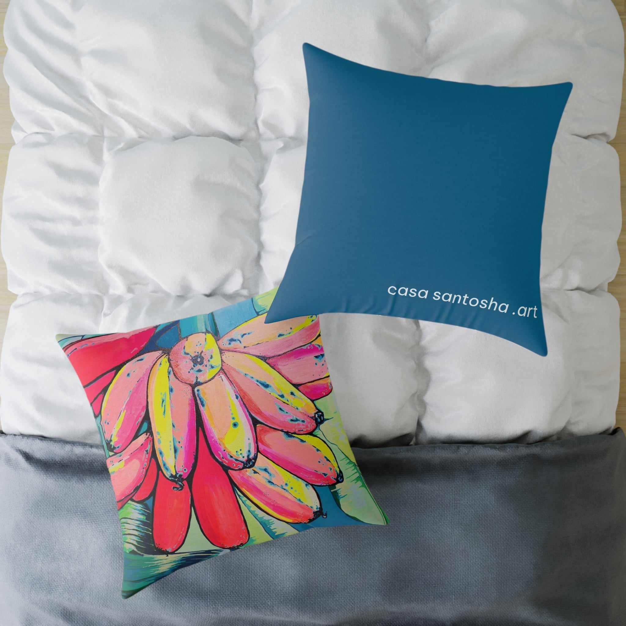 Neon Primitivo Bananas Art Canvas Decorative Pillow