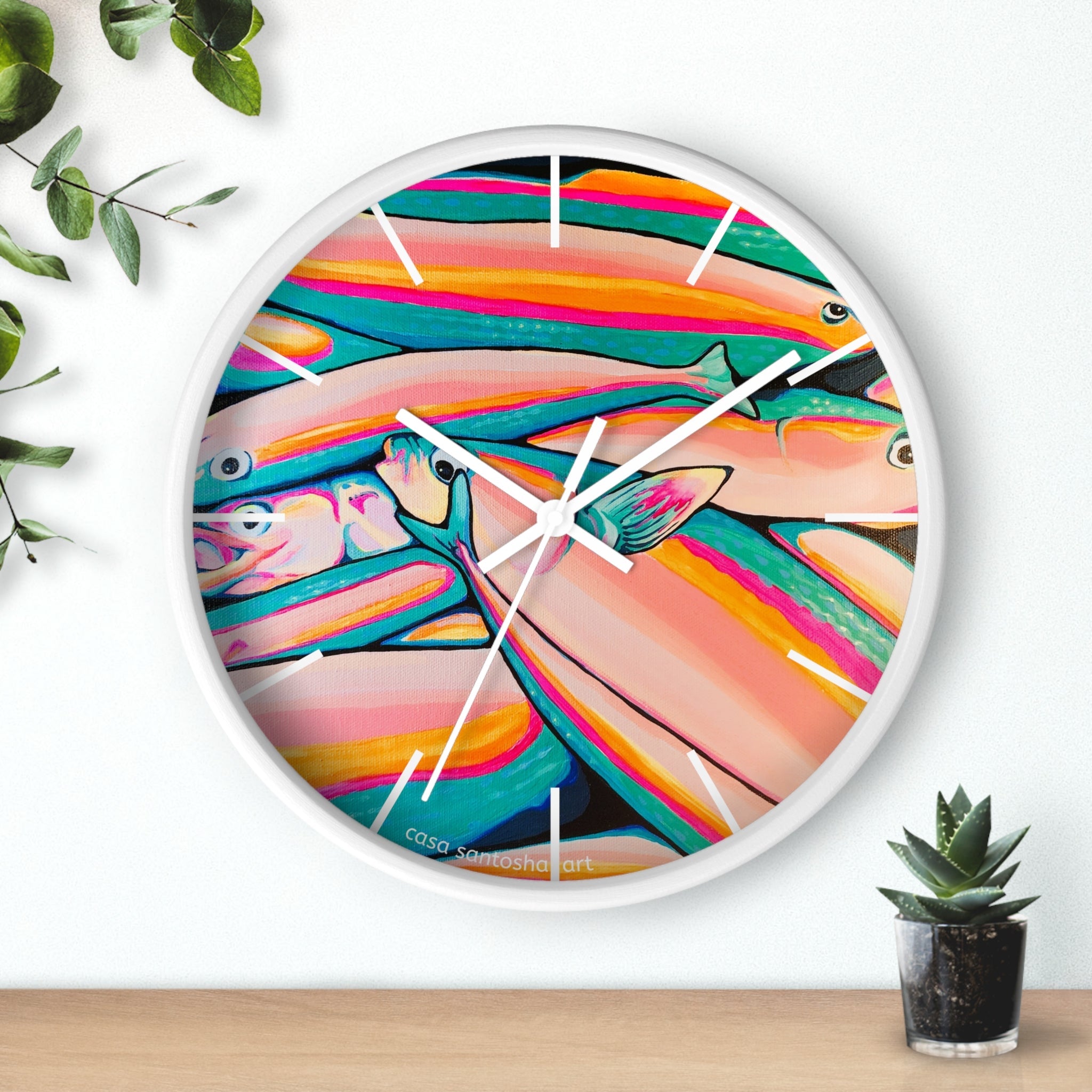Neon Fish Pop Art Wall Clock