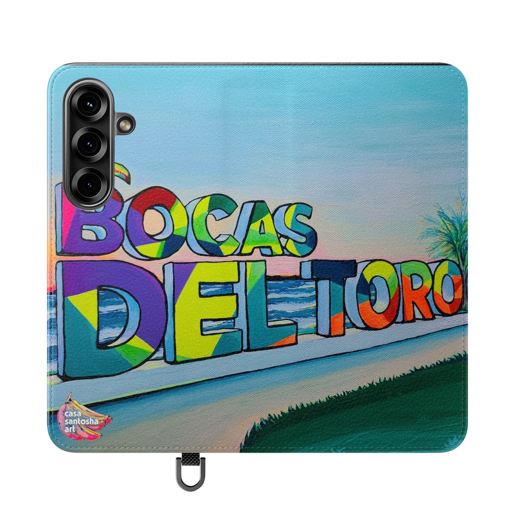 Bocas Del Toro Sign Flip Phone Case – Wallet Cover with Card Slots