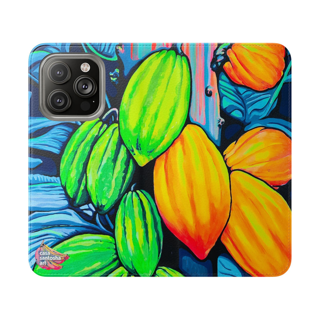 Neon Cacao Flip Phone Case – Wallet Cover with Card Slots