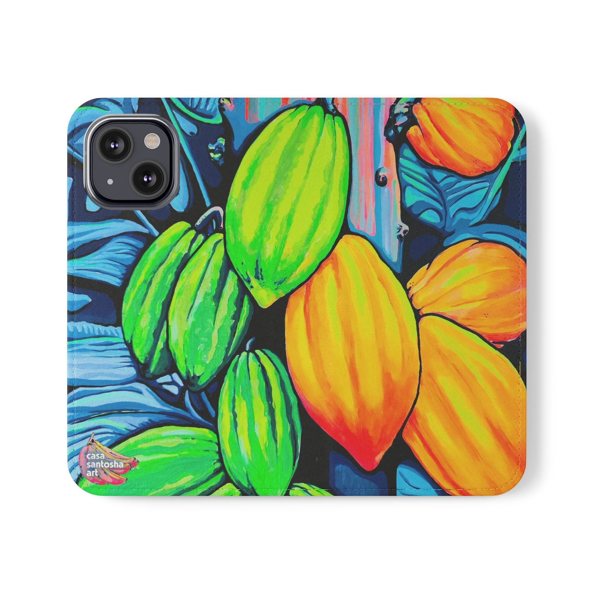 Neon Cacao Flip Phone Case – Wallet Cover with Card Slots