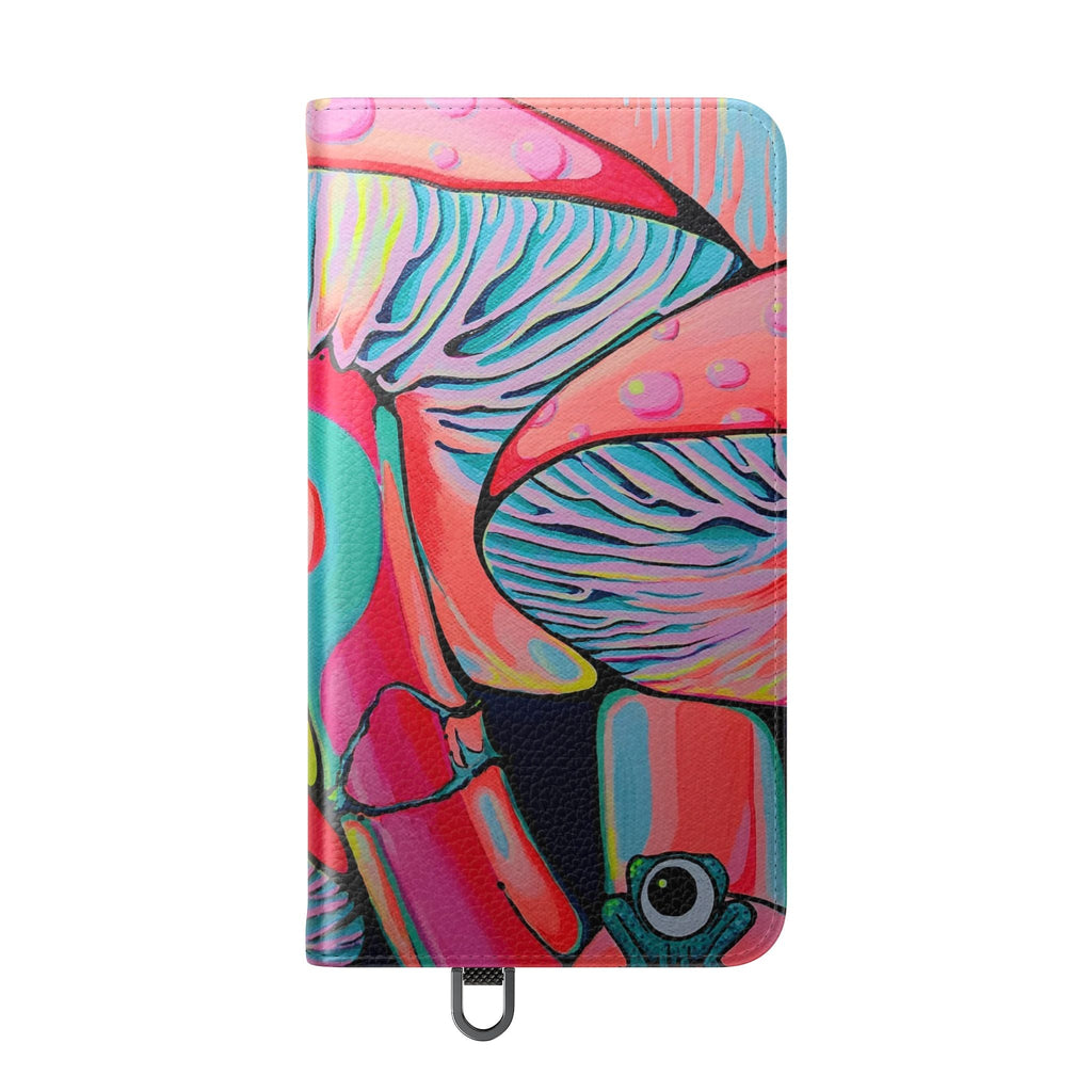 Trippy Mushrooms Flip Phone Case – Wallet Cover with Card Slots