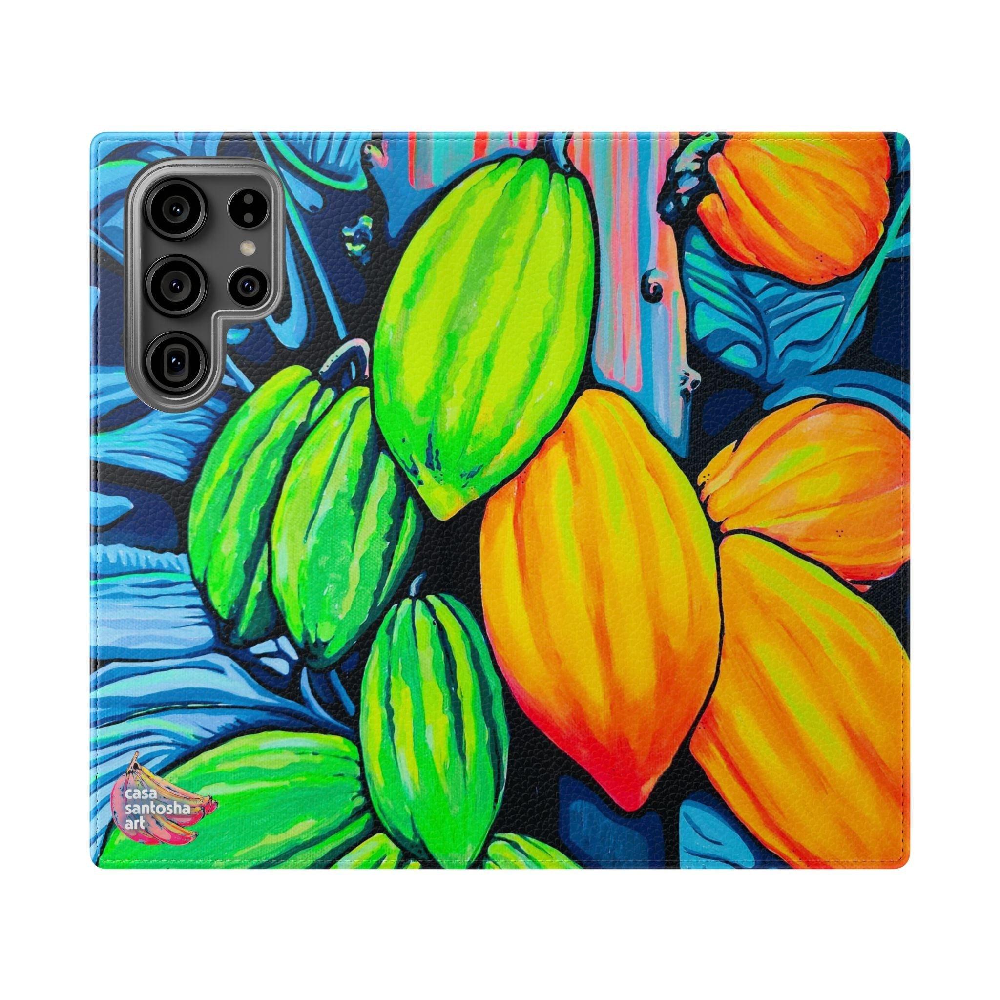 Neon Cacao Flip Phone Case – Wallet Cover with Card Slots