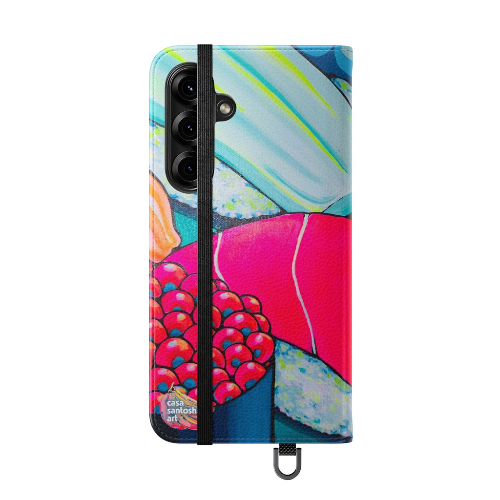 Neon Sushi Flip Phone Case – Wallet Cover with Card Slots