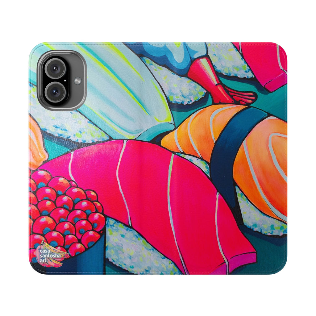 Neon Sushi Flip Phone Case – Wallet Cover with Card Slots