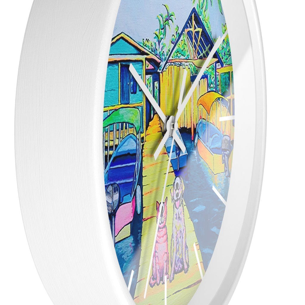 Cyclops Cat and Dog in Bocas Pop Art Wall Clock