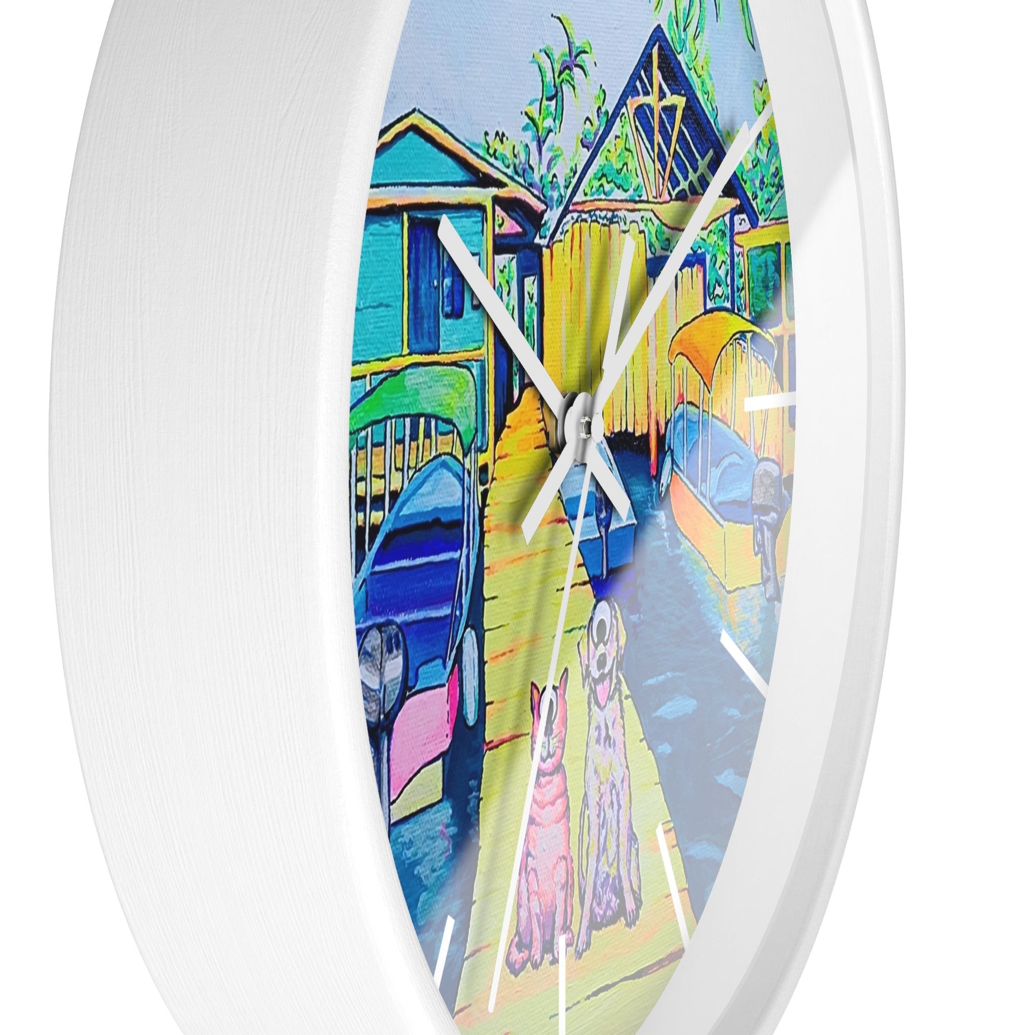 Cyclops Cat and Dog in Bocas Pop Art Wall Clock
