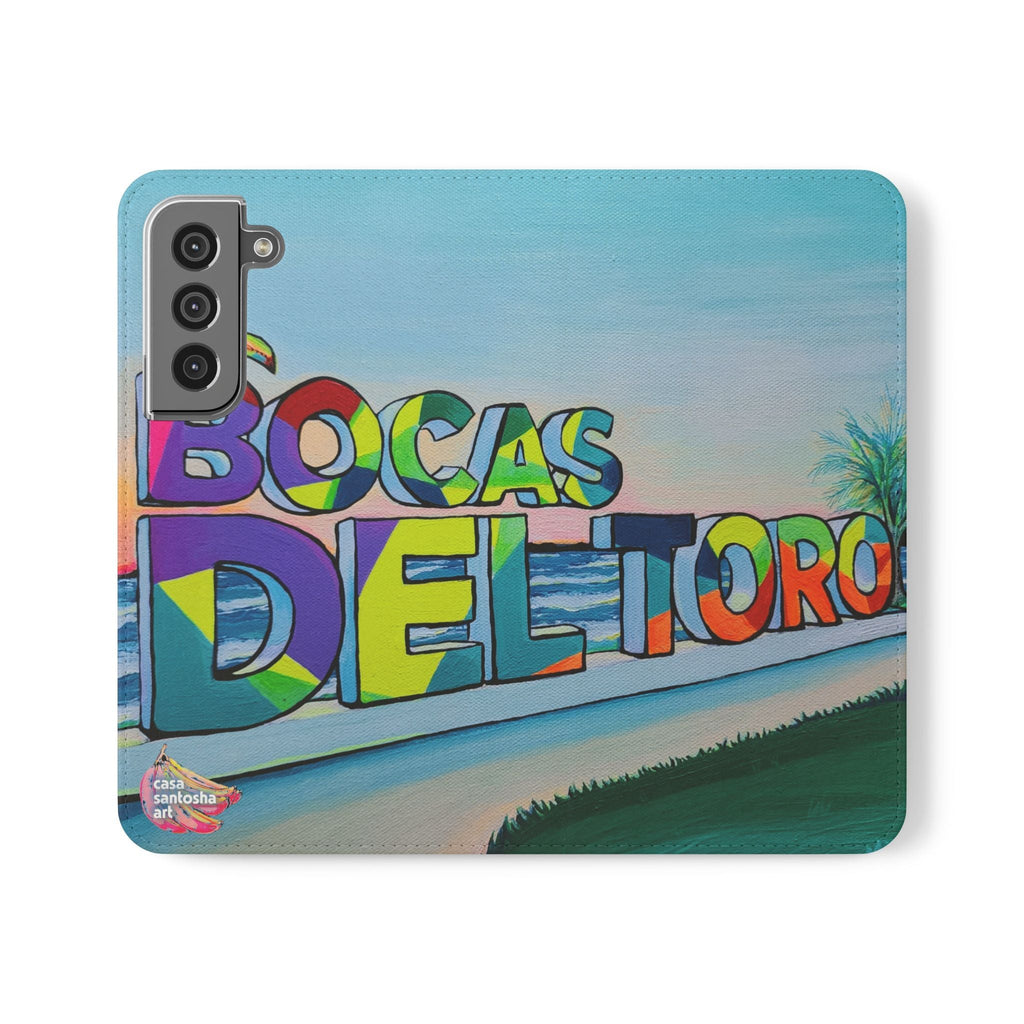 Bocas Del Toro Sign Flip Phone Case – Wallet Cover with Card Slots