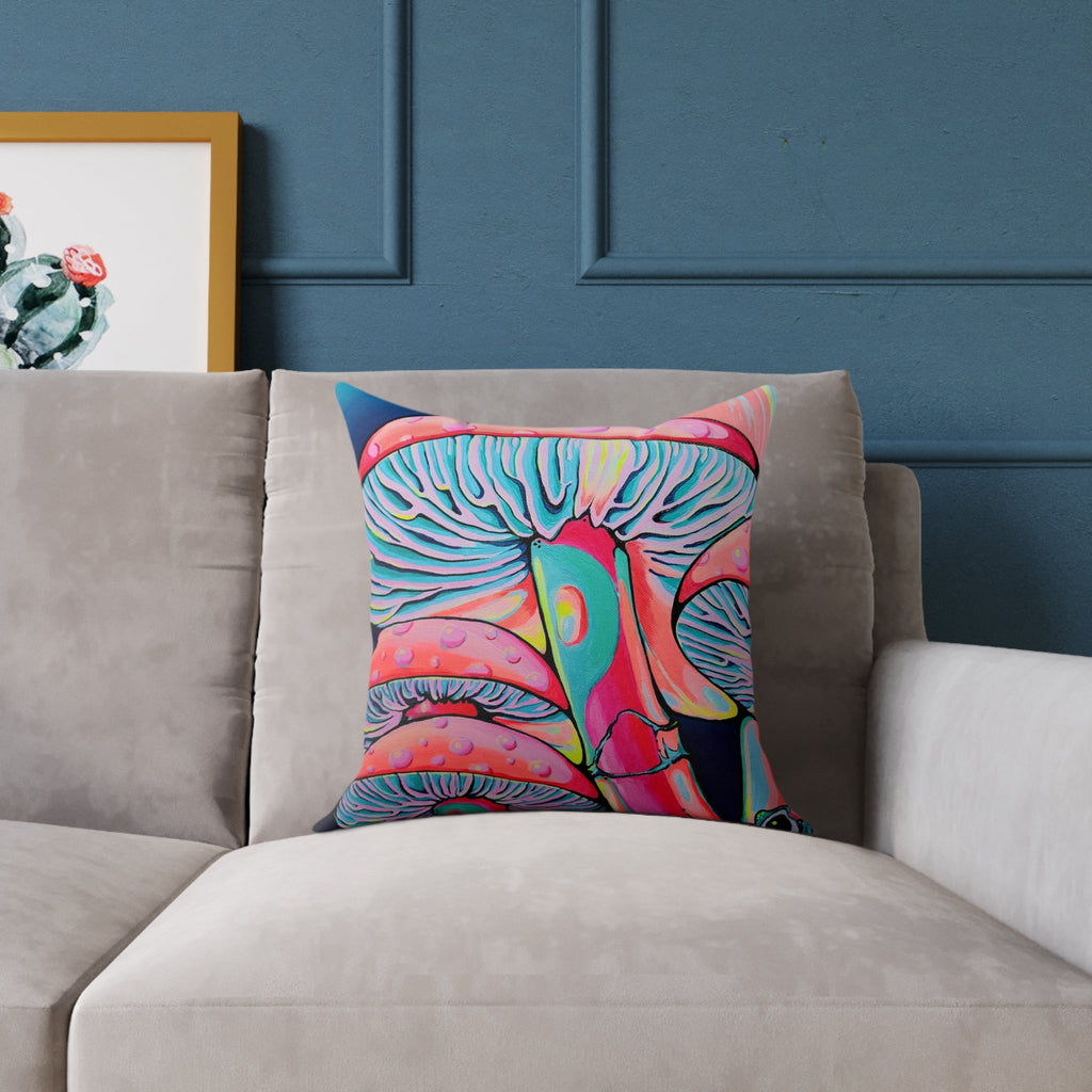 Trippy Mushrooms Art Canvas Decorative Pillow