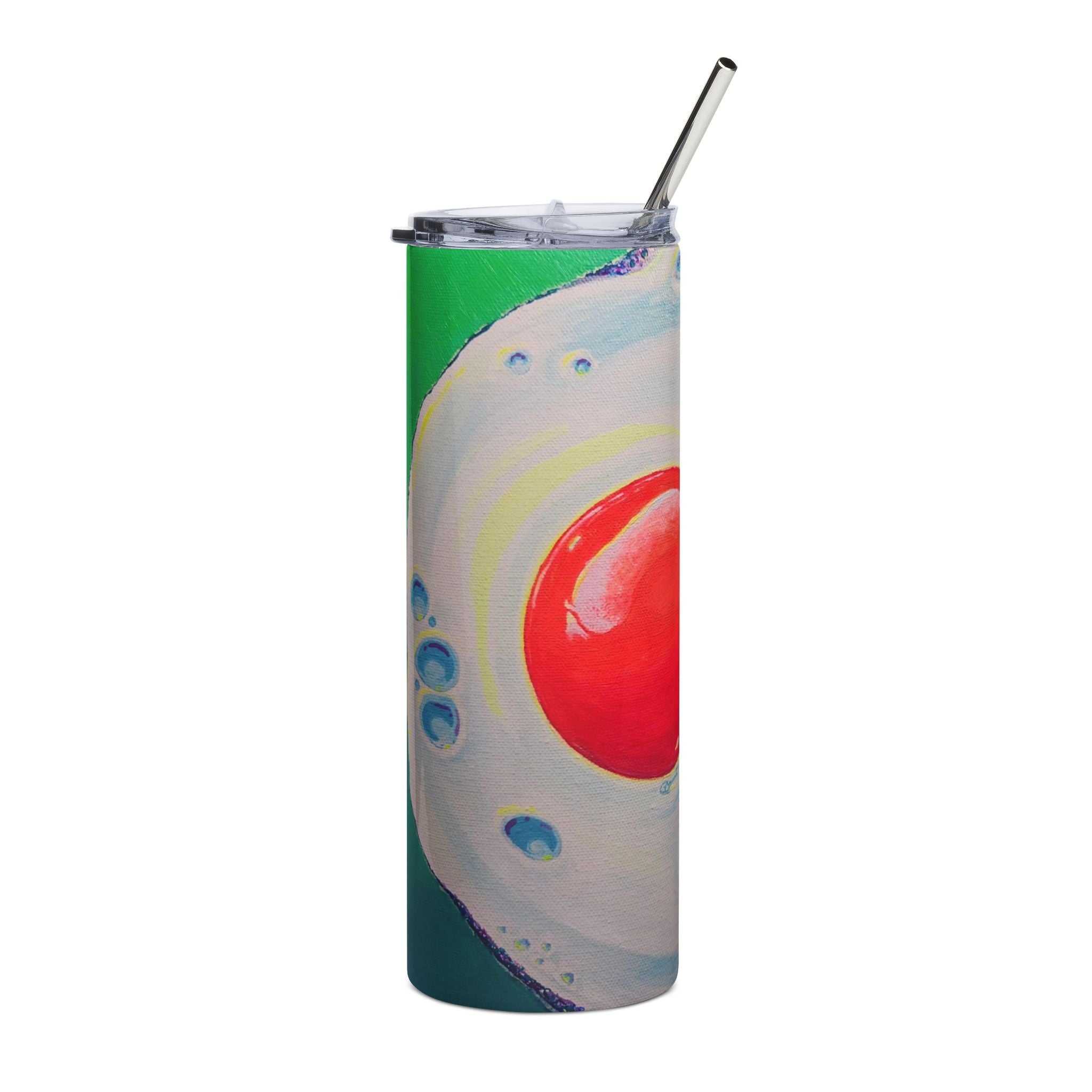 Neon Fried Egg Stainless Steel Tumbler, 20oz | Fun Travel Mug, Eco-Friendly