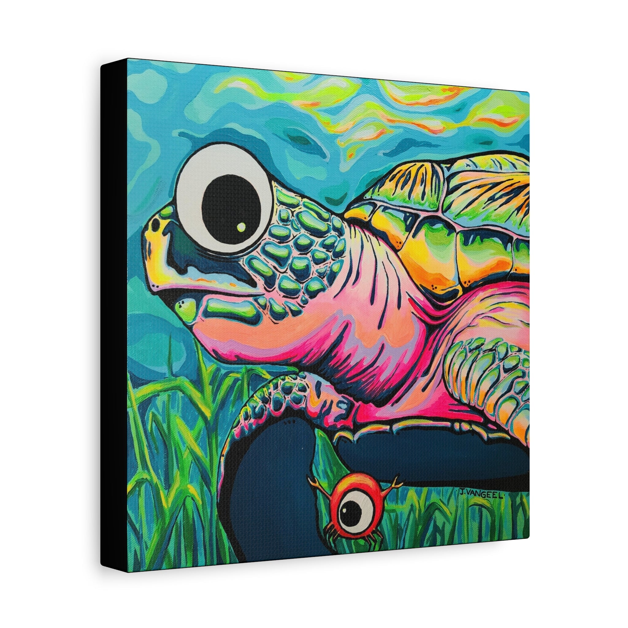 Cyclops Turtle Original Canvas Art Print, Gift, Unique Wall Decor