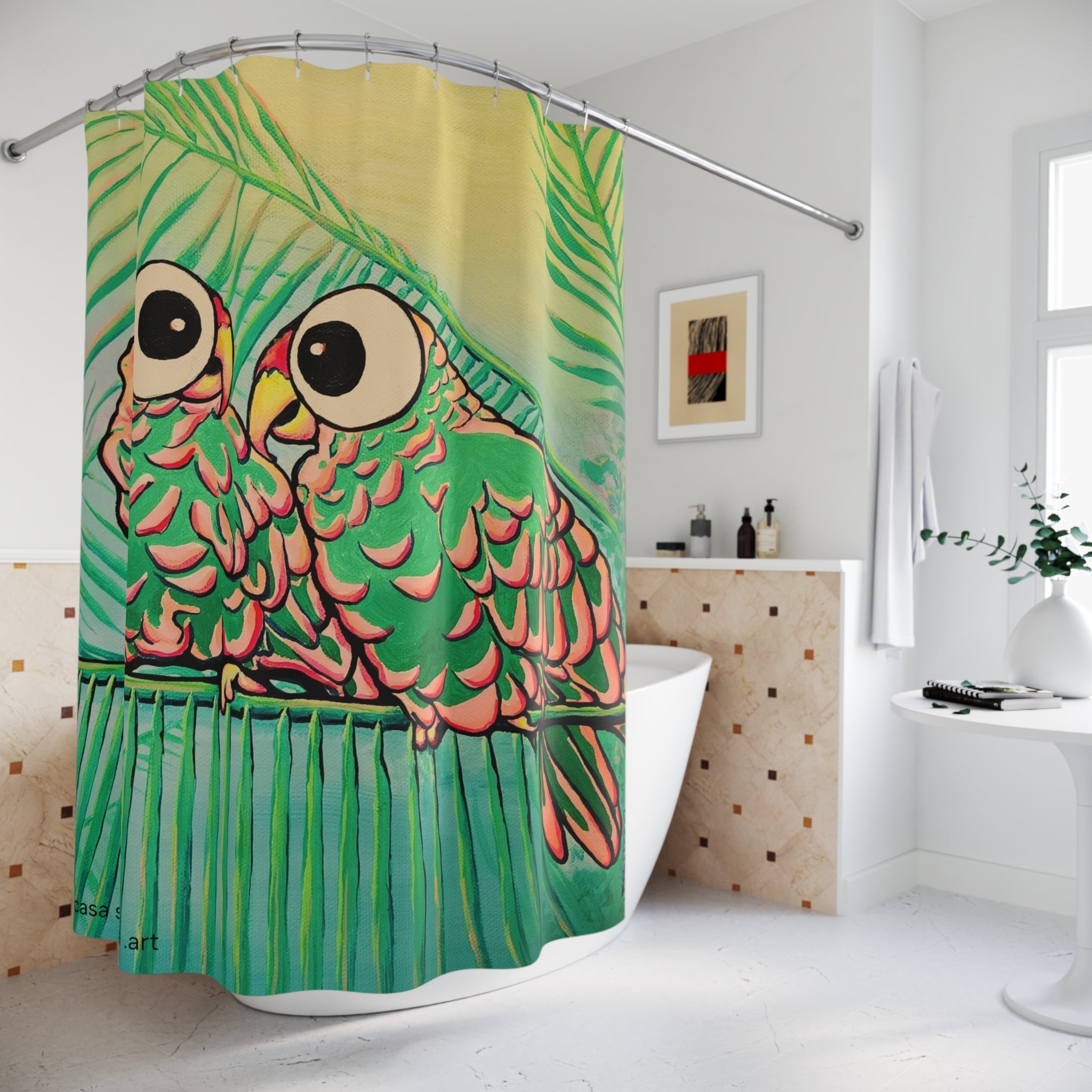 Chatty Cyclops Parrots Pop Art Shower Curtain
