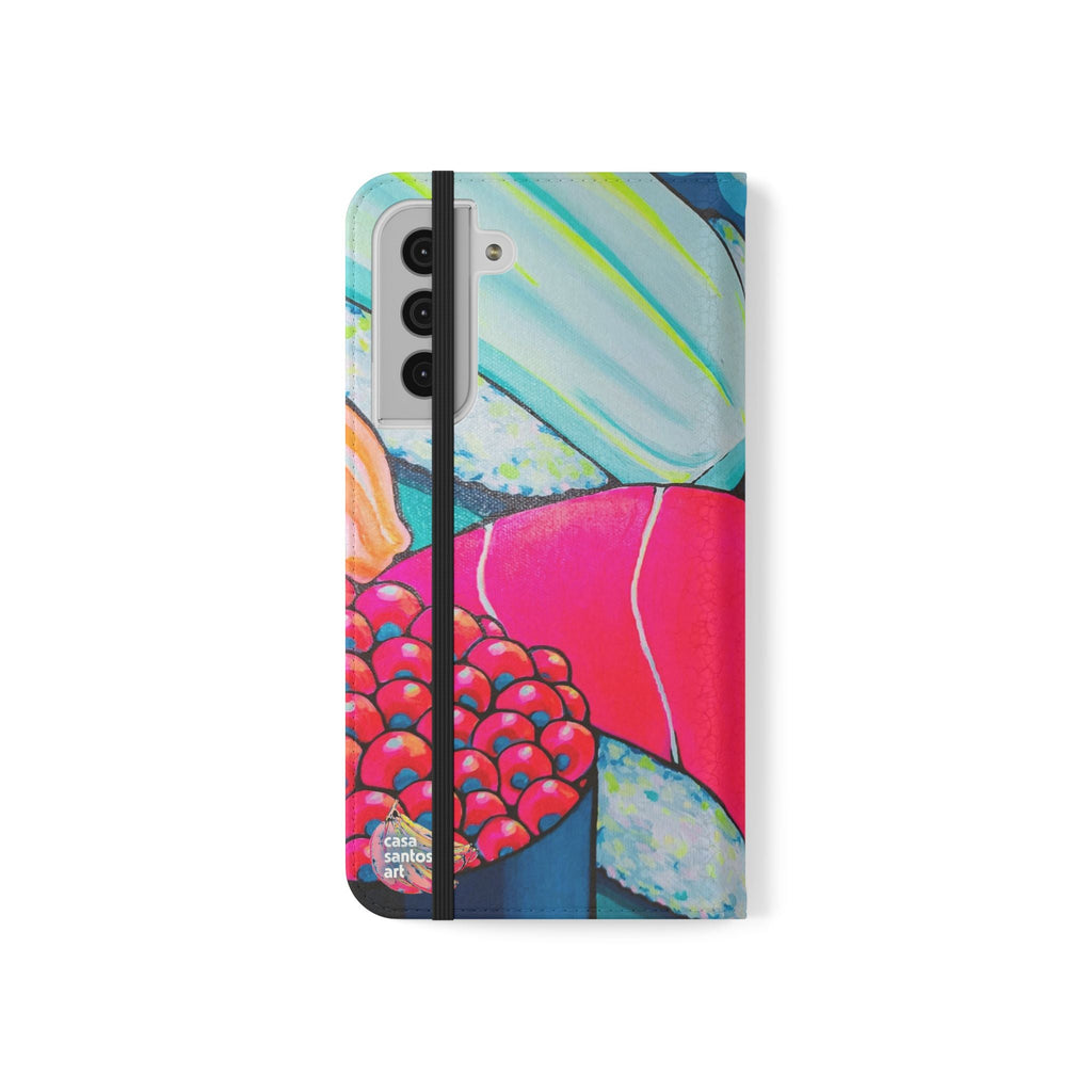 Neon Sushi Flip Phone Case – Wallet Cover with Card Slots