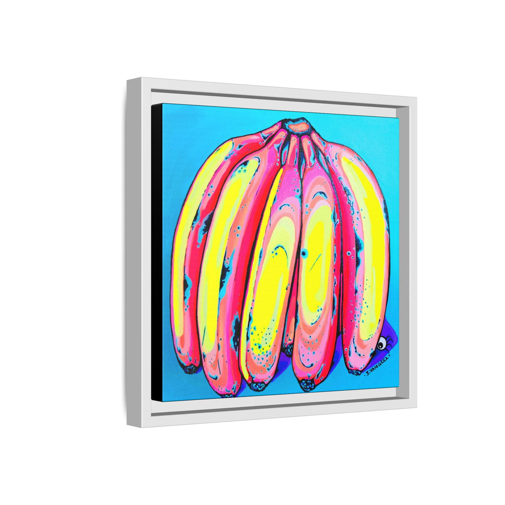 Framed Neon Fat Bananas Canvas Print