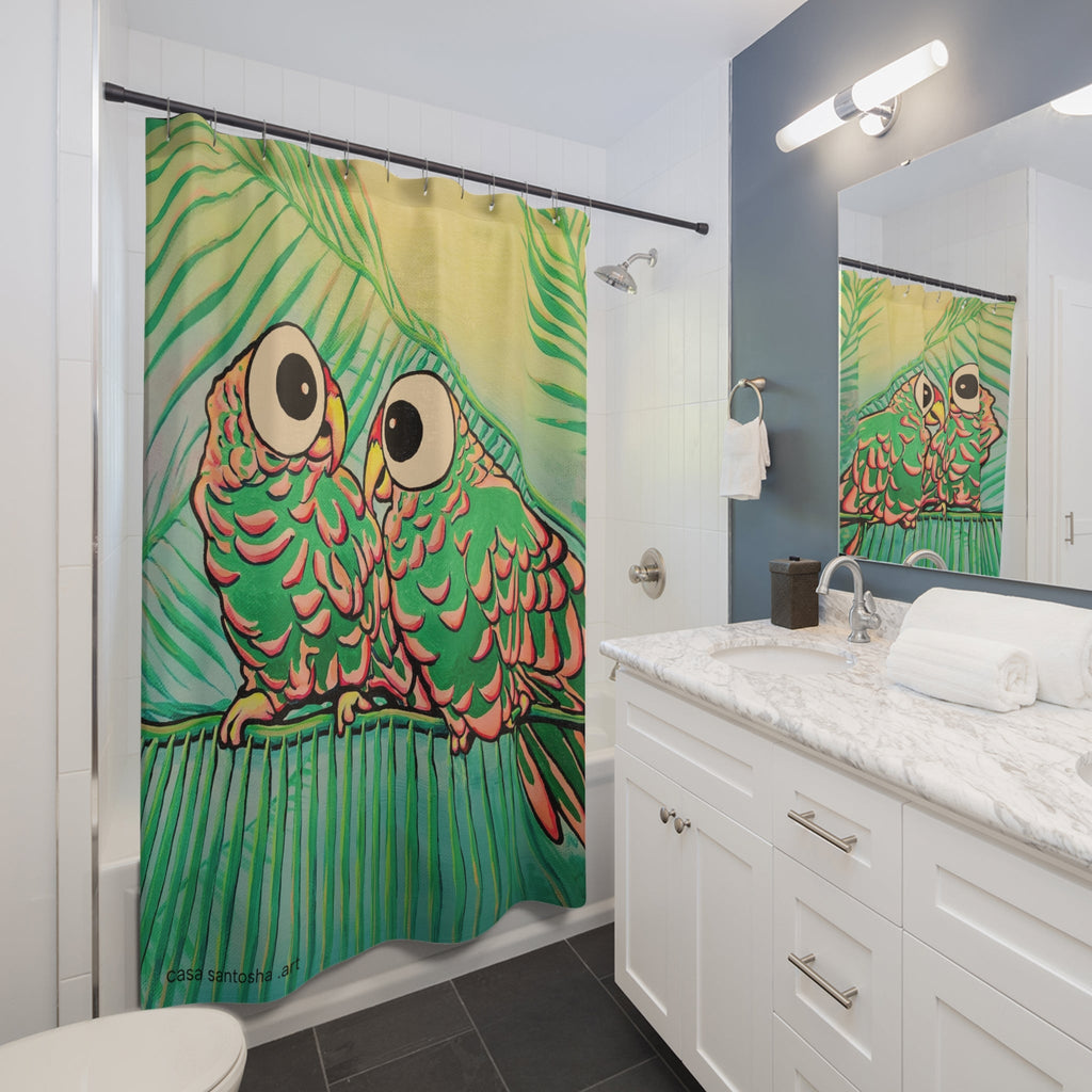 Chatty Cyclops Parrots Pop Art Shower Curtain