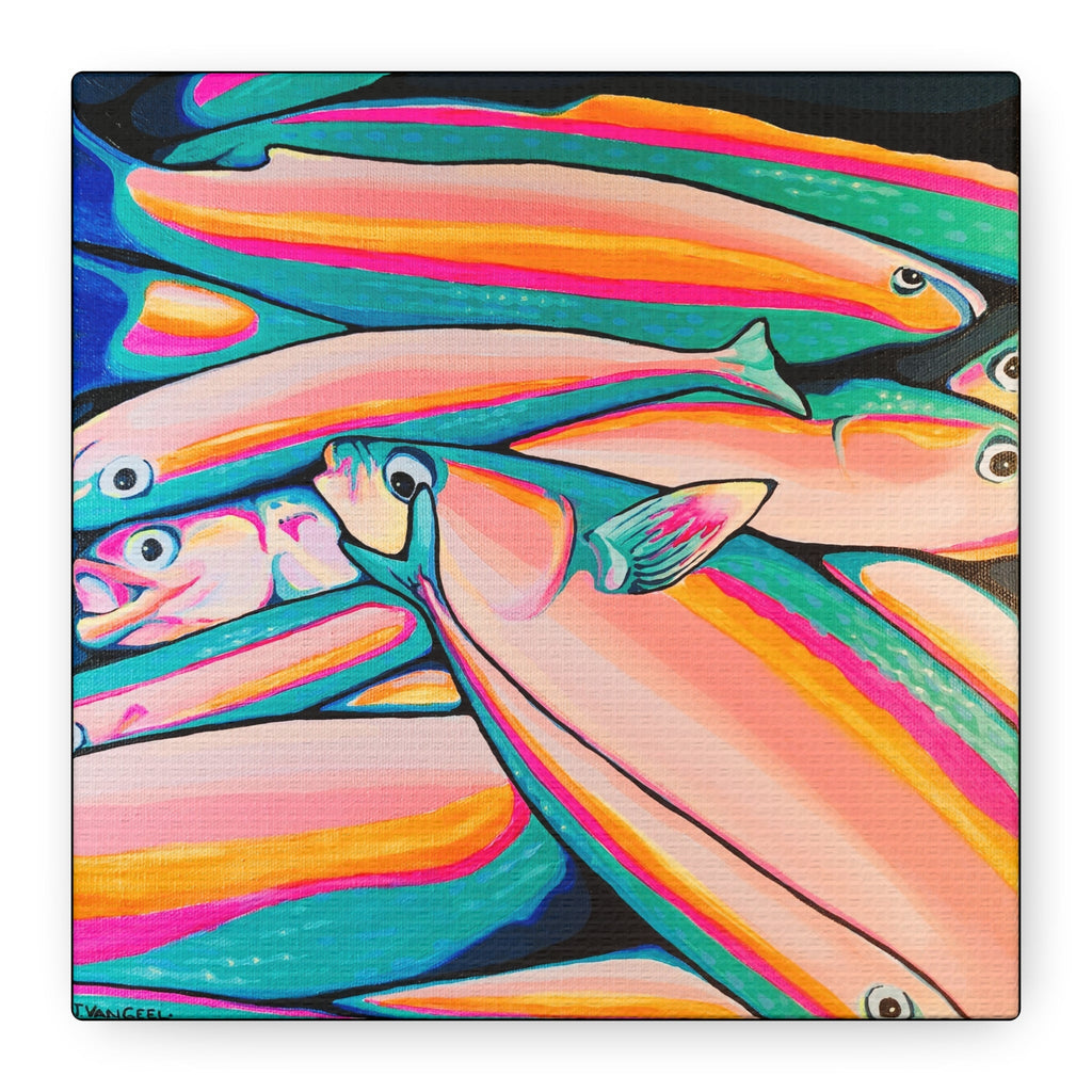 Neon Fish Canvas Print, Original Artist Design, Home Decor Wall Art