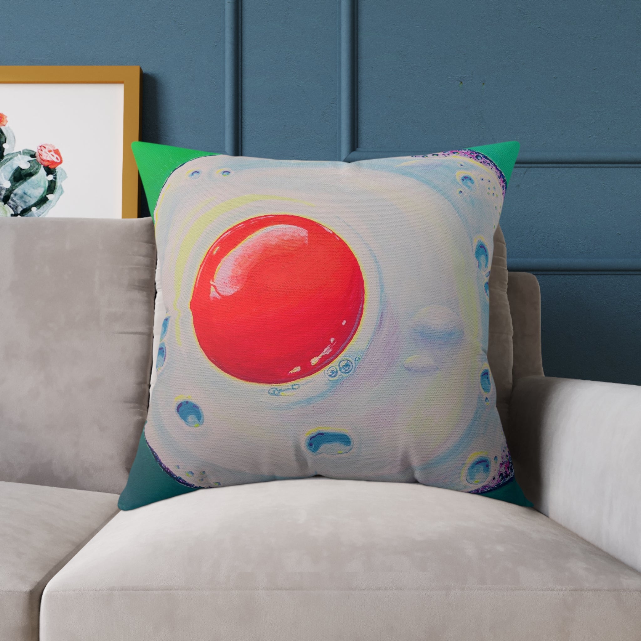 Neon Fried Egg Art Canvas Decorative Pillow