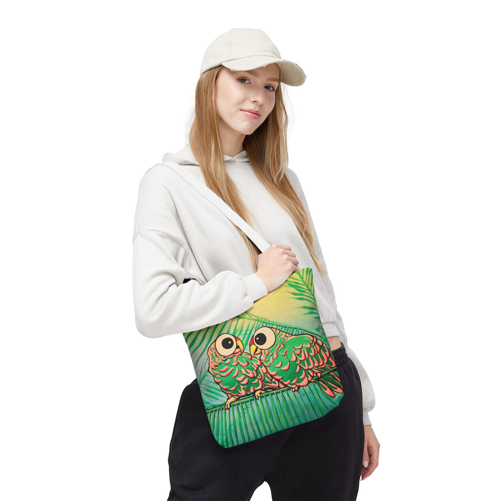 Premium Chatty Cyclops Parrots Tote Bag, Original Artist Design, Reusable Shopping Tote,  Eco-Friendly