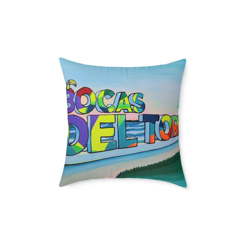 Bocas Del Toro Sign Art Canvas Decorative Pillow
