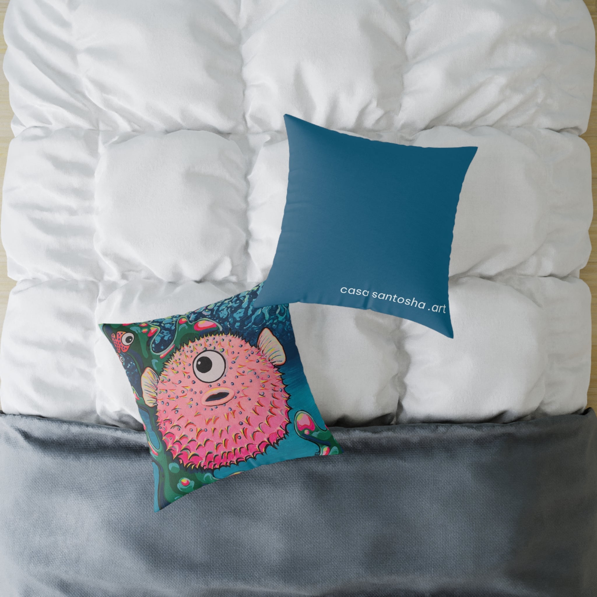 Cyclops Pufferfish Art Canvas Decorative Pillow