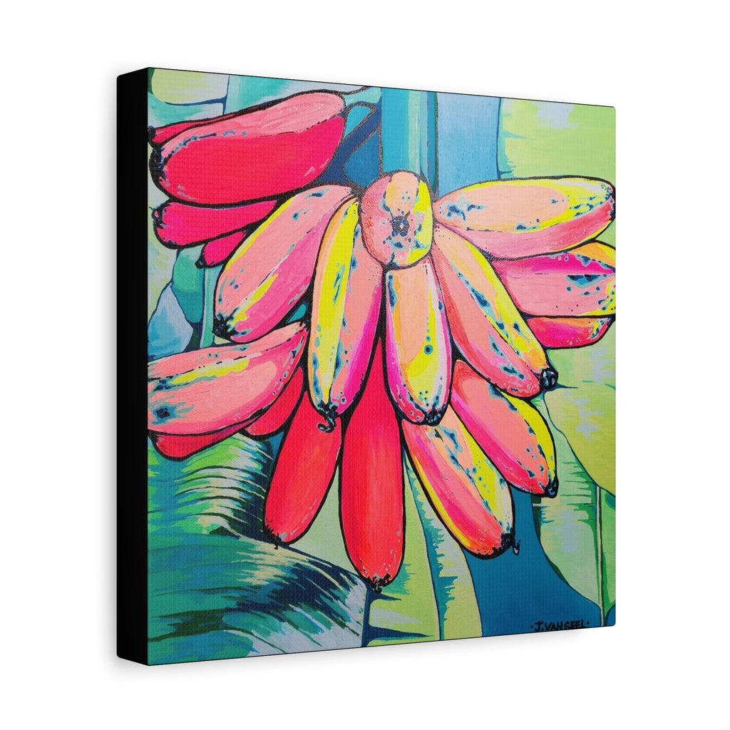 Neon Primitivo Bananas Canvas Print, Original Artist Design, Home Decor Wall Art