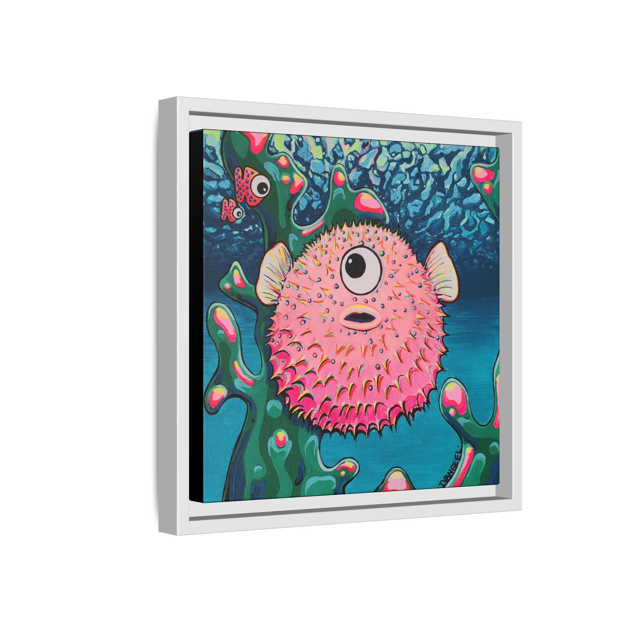 Framed Cyclops Pufferfish Canvas Print