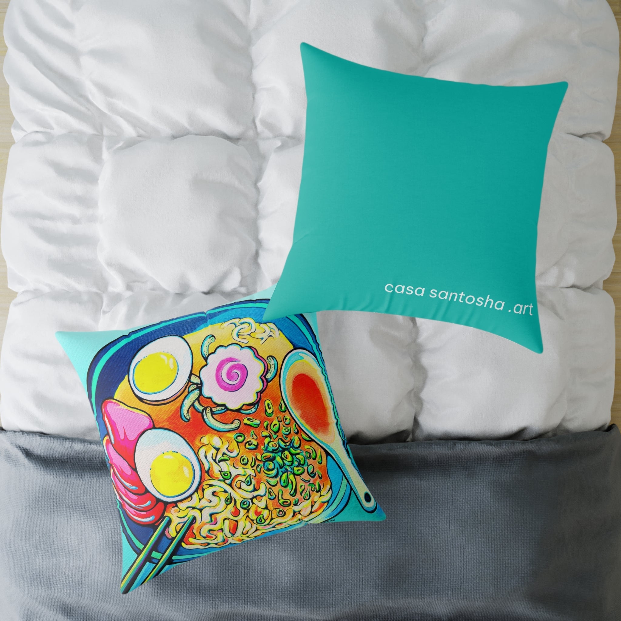 Neon Ramen Art Canvas Decorative Pillow