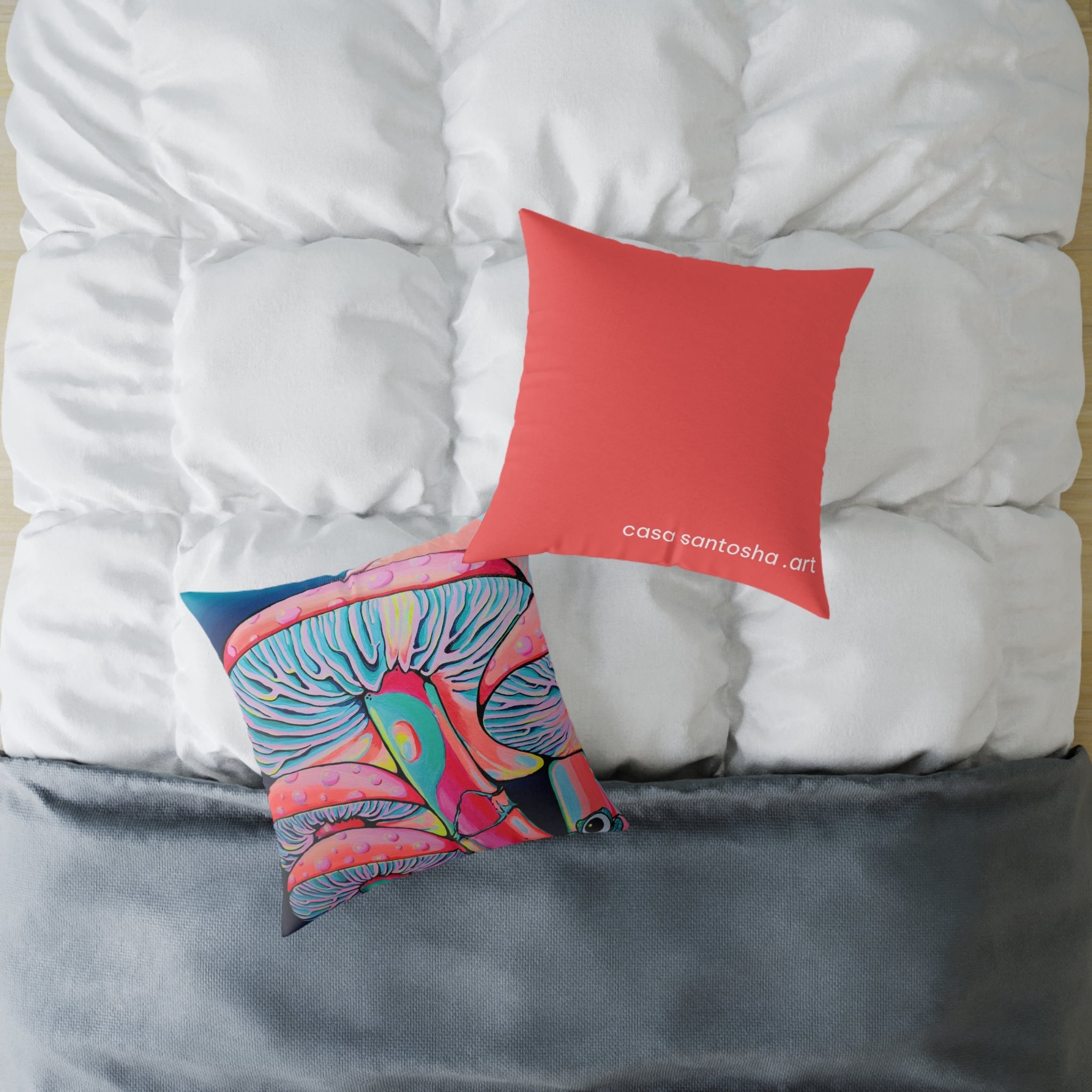 Trippy Mushrooms Art Canvas Decorative Pillow