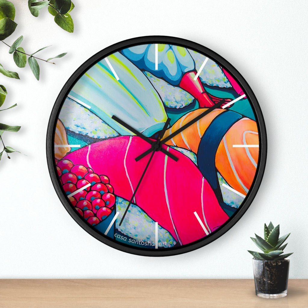 Neon Sushi Pop Art Wall Clock