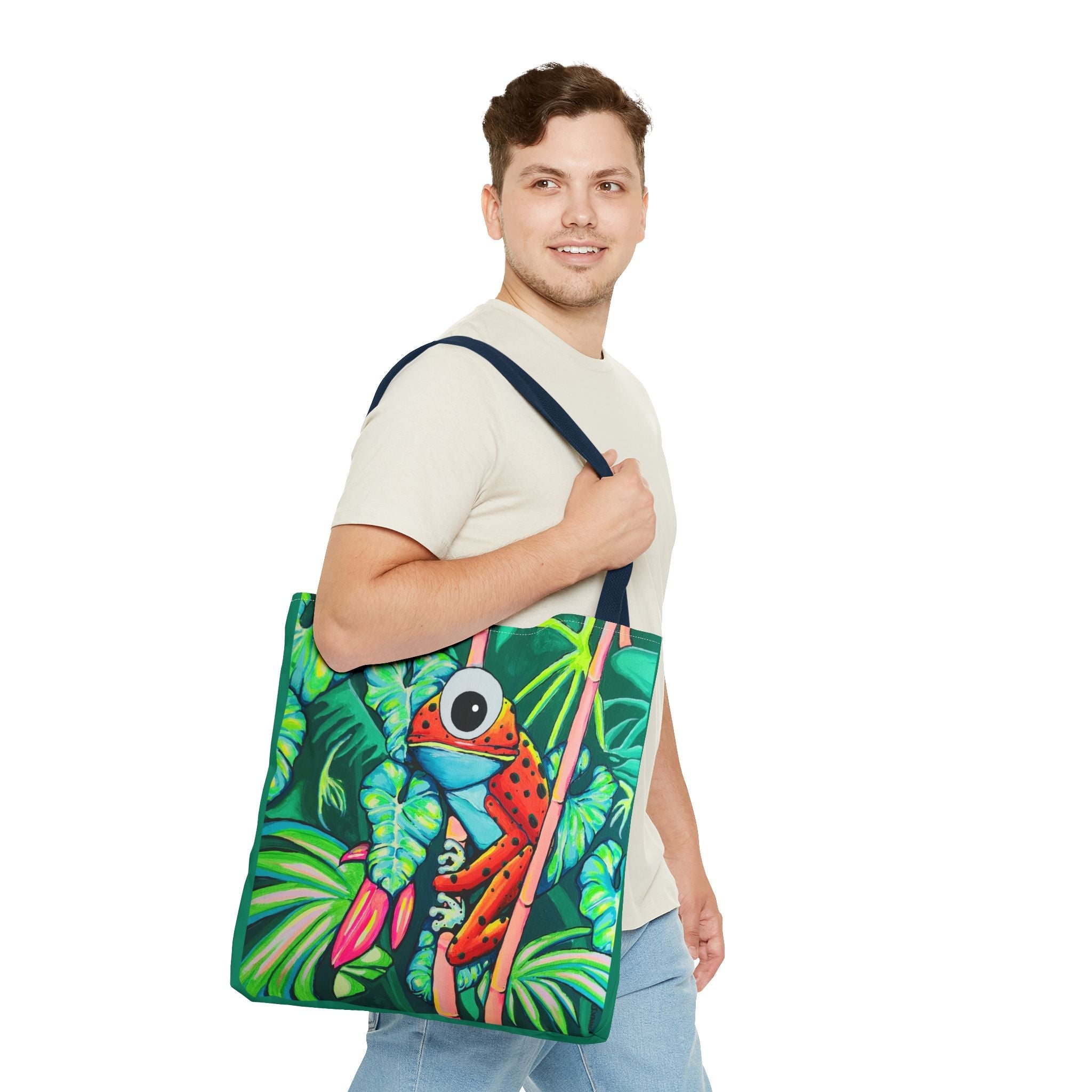 Premium Cyclops Red Frog Tote Bag, Original Artist Design, Reusable Shopping Tote, Eco-Friendly
