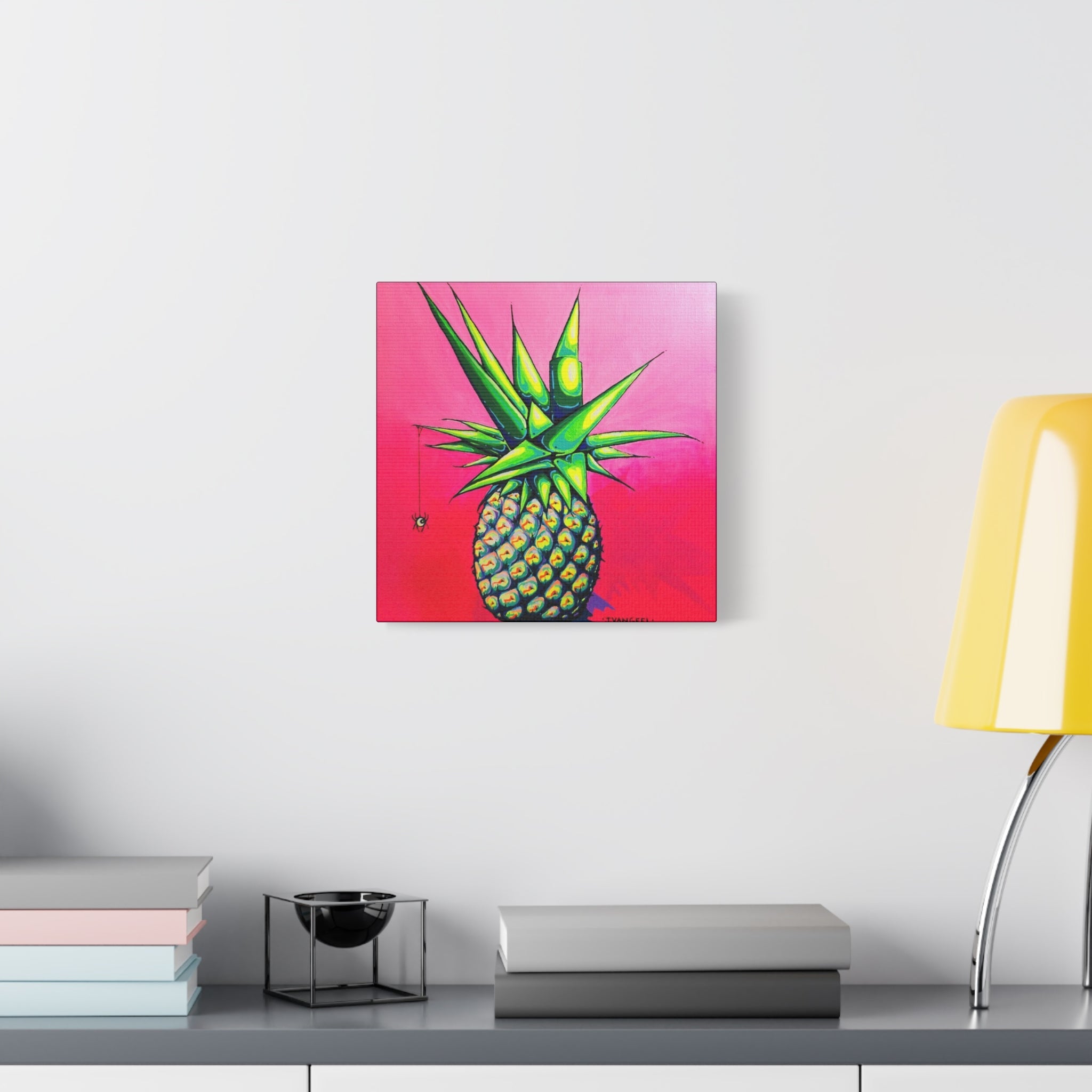Neon Pineapple Canvas Print, Original Artist Design, Home Decor Wall Art