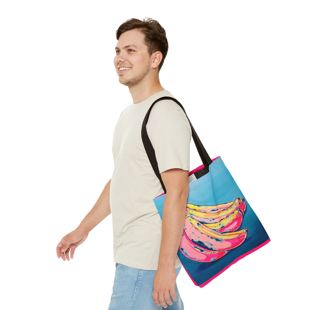 Premium Neon Bananas Tote Bag, Original Artist Design, Reusable Shopping Tote, Eco-Friendly