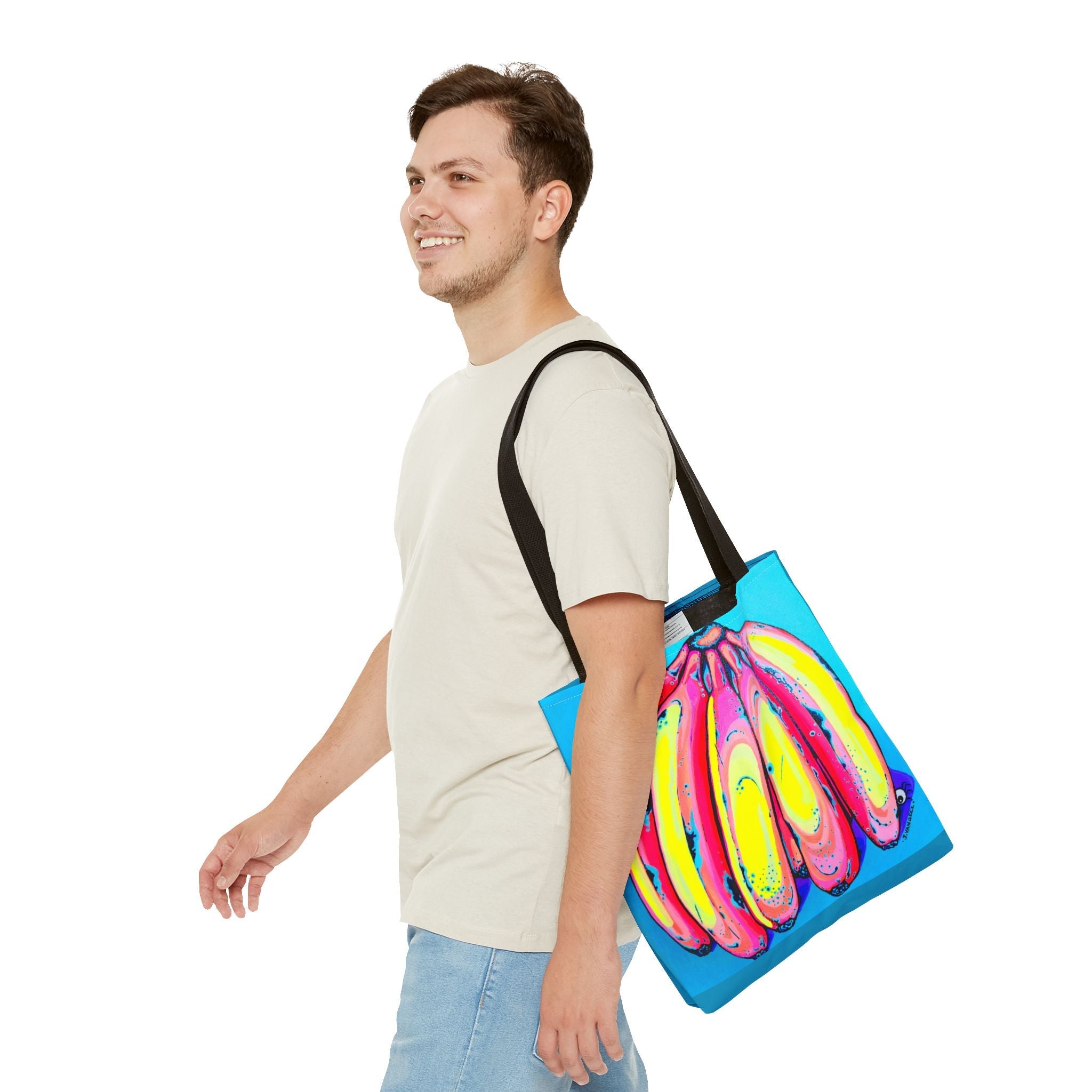 Premium Neon Fat Bananas Tote Bag, Original Artist Design, Reusable Shopping Tote, Eco-Friendly
