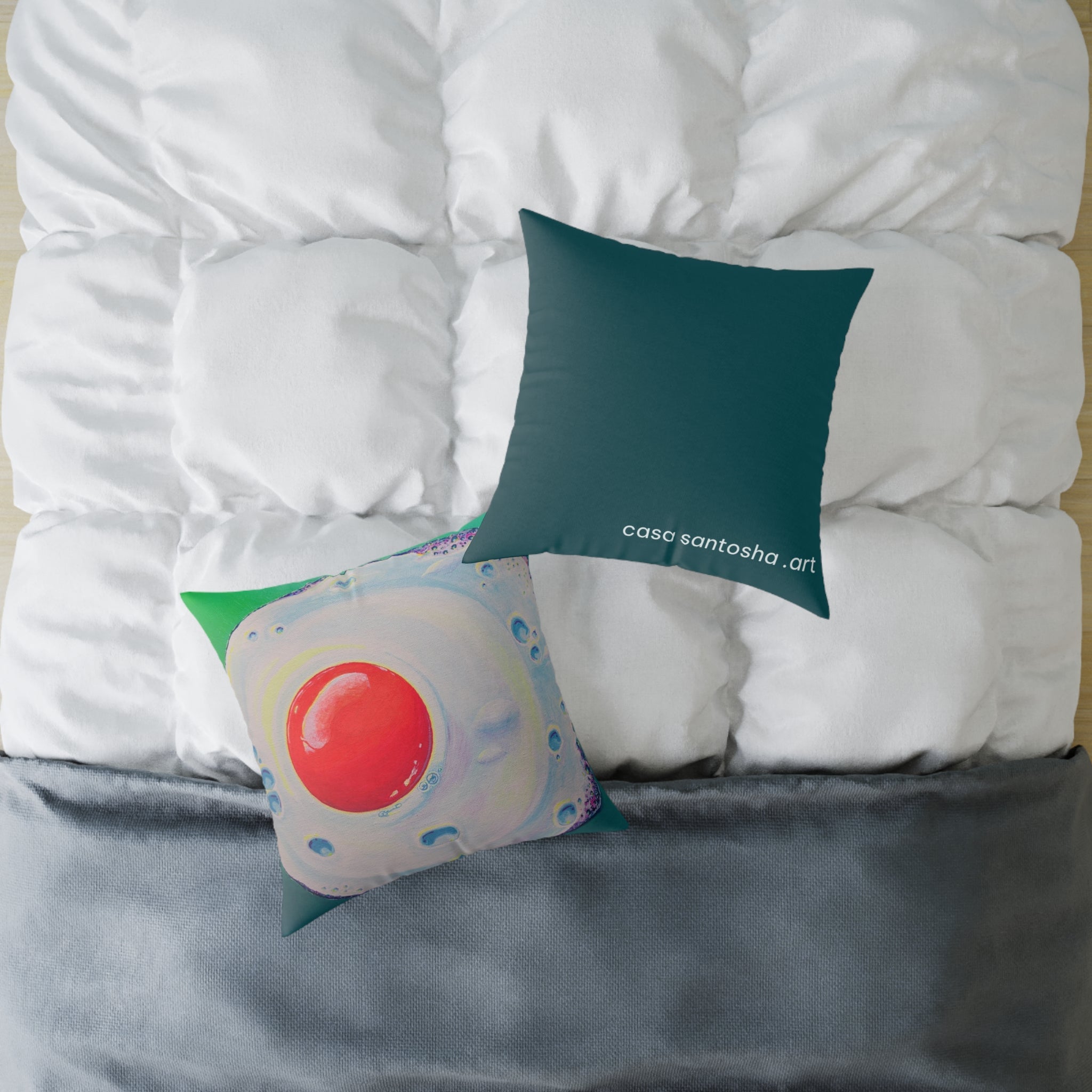 Neon Fried Egg Art Canvas Decorative Pillow
