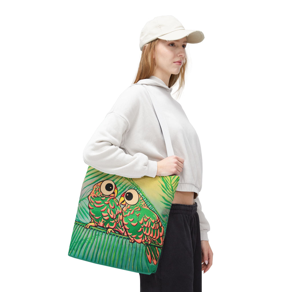 Premium Chatty Cyclops Parrots Tote Bag, Original Artist Design, Reusable Shopping Tote,  Eco-Friendly