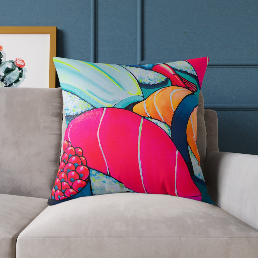 Neon Sushi Art Canvas Decorative Pillow